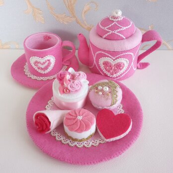 【受注制作】プリンセスのティーセット＊ピンク＊小菓子セットの画像