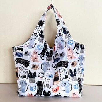 コンパクトコンビニバッグ撥水ねこ　受注製作の画像