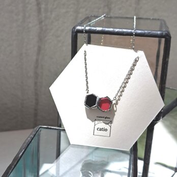 Honeycamb-ribbon-necklace /blackpinkの画像