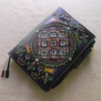 ほぼ日手帳対応　牛革文庫サイズ手帳カバー　刻印＆拭き染め　の画像