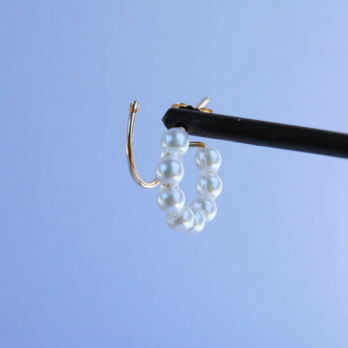 【14kgf】ピアス穴１つでも 2連に見えるピアス -pearl ver.-の画像
