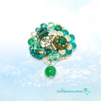 フラワーブローチR＊グリーンオニキスⅡ