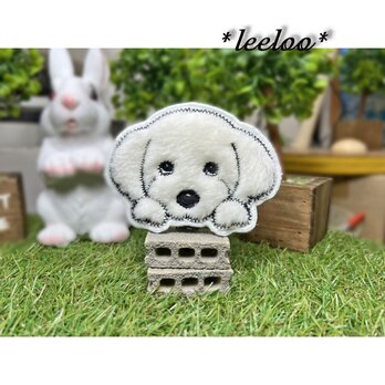 ★それに見えたら貴方の犬種★もこもこ犬★ワッペン-白-9の画像