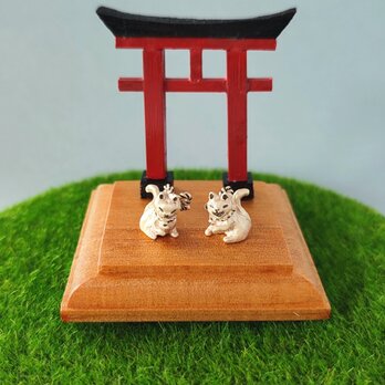【受注制作】狛猫/猫/招き猫/SILVER925/置物/鳥居/神社/ねこ/ネコ/ピアス/ペンダント/イヤリング/おまけの画像