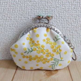 がま口ミニポーチ　コインケース　キーホルダー　8.5cm口金　アクセサリーケース　ミモザ　　223のコピーの画像