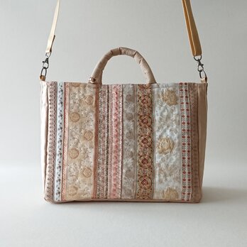 BEIGE FRANCE RIBBON 2WAY BAG [L]の画像