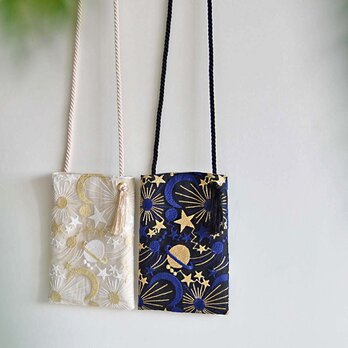 数量限定！プラネットチュール刺繍スマホポーチ　月と星　スマホショルダーの画像