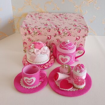 【受注制作】プリンセスのティーセット＊ピンク＊箱付きの画像