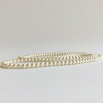 ガラスパール2WayロングネックレスL/6mm約120cm/クリーム/G/made in japanの画像