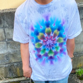 タイダイ Tシャツ XXLサイズ 曼荼羅 グレー ムラ染め Hippies Dye HD24-21の画像