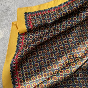 SC14-ヴィンテージスカーフ Italy 1980s Geometric Art Yellow Red Blue 22"の画像