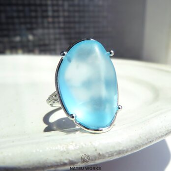ブルー トパーズ リング / smooth rough-cut Blue Topaz Ring 0の画像