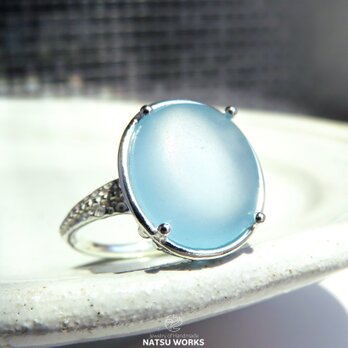 ブルー トパーズ リング / smooth rough-cut Blue Topaz Ring oの画像
