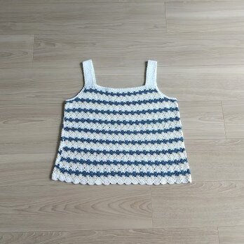 ＜夏糸＞青・ベージュ・白　タンクトップの画像