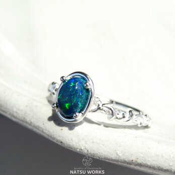 ブラック オパール リング / Gem and Botanical Black Opal Ring oの画像