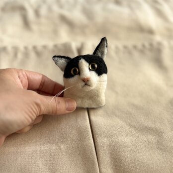 ハチワレメイくんのブローチの画像