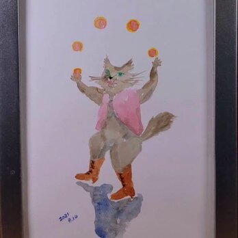 水彩「長靴をはいた猫」の画像