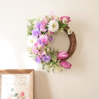 チューリップパープルと小花のハーフリース