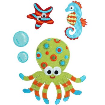 *Sale アップリケワッペン ジャンボ 海の生物セット w-0711 蛸 ヒトデ タツノオトシゴ マリン 海 魚 海の画像