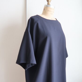 1枚で軽快＆しわにならない★マキシ丈ワンピース★ネイビー・着心地楽々・オケージョン・イージーケア・綺麗め