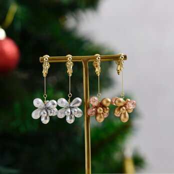 クリスマス限定【イヤリング】オーナメント ブロンズ（コッパー、ゴールド）色／シルバー色