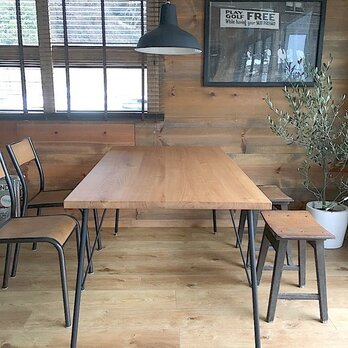 Rustic Oak 14*75 クリ無垢材　天然オイル仕上　ダイニングテーブルの画像