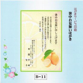 ★「暑中お見舞いはがき」サービス印刷／私製はがき30枚コーナー(B-11）／差出人刷り込み・送料無料の画像