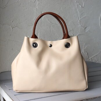 トートバッグ ベージュ系 軽量 柔らか ハンドメイド 6246
