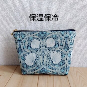 ウィリアムモリス　保温・保冷の洗えるポーチ　大きめ20cm　ピンパネル　ビリジアングリーン　　289の画像