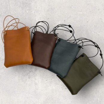 レザースマホショルダー（ハンドメイド／コンパクト／長財布◎／裏地有）