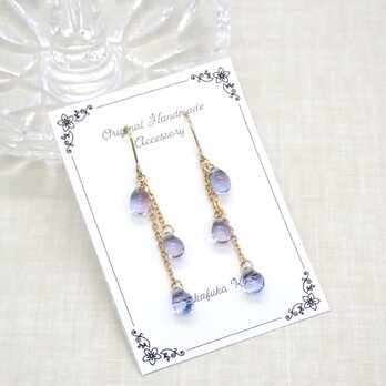 しずくビーズピアス／イヤリング【ミックスライトパープル】