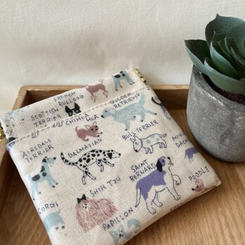 バネ口ラミネートポーチ　犬　わんこ図鑑