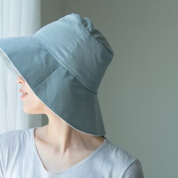 リネン混ガーゼ　ジュニパーベリー染日よけ帽子（Linen＆Organic Cotton）