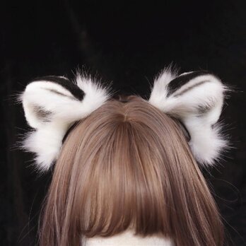 【受注生産】ヒョウ耳カチューシャ 手作 リアルな毛皮のような ヘアアクセサリー シミュレーション 動物の耳 ロリータ