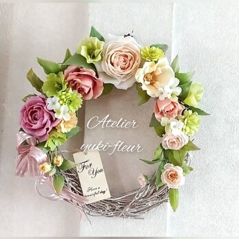★粘土の花[薔薇のリース]★の画像