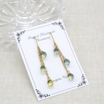 しずくビーズピアス／イヤリング【ミックスオレンジブルー】