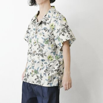 【完全一点物】半袖オープンカラーシャツ(リネンフラワー)の画像