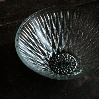 ギザギザで素敵◆しっかりとした厚み。クリスタル・プレスガラス深鉢　素麺鉢　ニュートロ　昭和中〜後期
