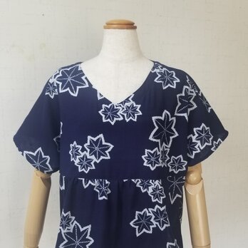 Sale 浴衣リメイク　V開きフレンチスリーブブラウス
