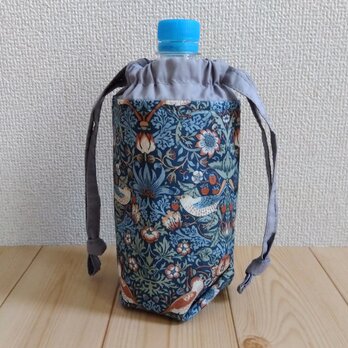 ウィリアムモリス　保温・保冷！！洗える　ペットボトルカバー　いちご泥棒　ブルー　　297の画像