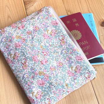 リバティ　20ｃｍファスナー　フラットポーチ　ポケット付　＜Claire Aude＞(クレア・オード)ピンクの画像