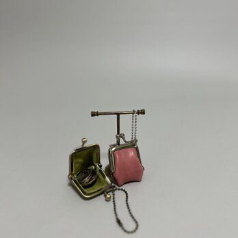 たつのレザーmini miniがま口コインケース◆ピンク　アクセサリー入れ　小銭入れ　革財布の画像