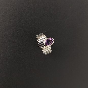 ハンドメイドのシルバーリング  Skalisto Half アメジストの画像