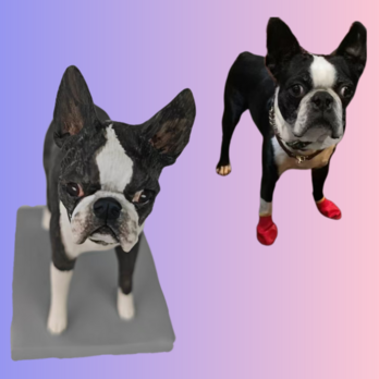 【受注作製】ペットギフト うちの子 写真入り 犬人形 フィギュア、名入れ 愛犬 肖像画 似顔絵❤ペットロス、誕生日、記念日の画像