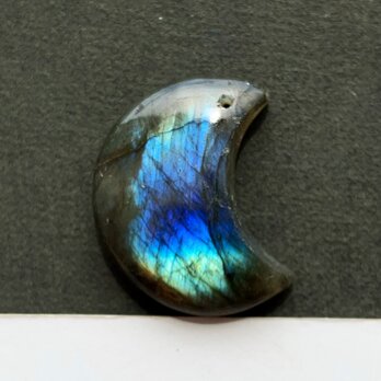 【穴あき】月形ラブラドライト[757] 29x18mm 43Cts　天然石 ルース／カボションの画像