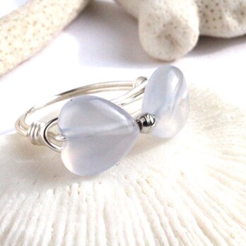 天然色ブルーカルセドニ―　Ribbon　Wire　Ringの画像