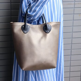 男女兼用 底マチ広 ブロンズ トートバッグ 内ホックあり ハンドメイド6257