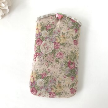 スマホケース スマホポーチ iphoneケース iphoneポーチ 花柄 ピンク yuwa 布 スリム 軽い