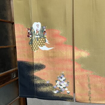 時代風景画、着物リメイク暖簾横〜112-丈〜96!の画像
