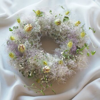 スモークツリーとニゲラのリース